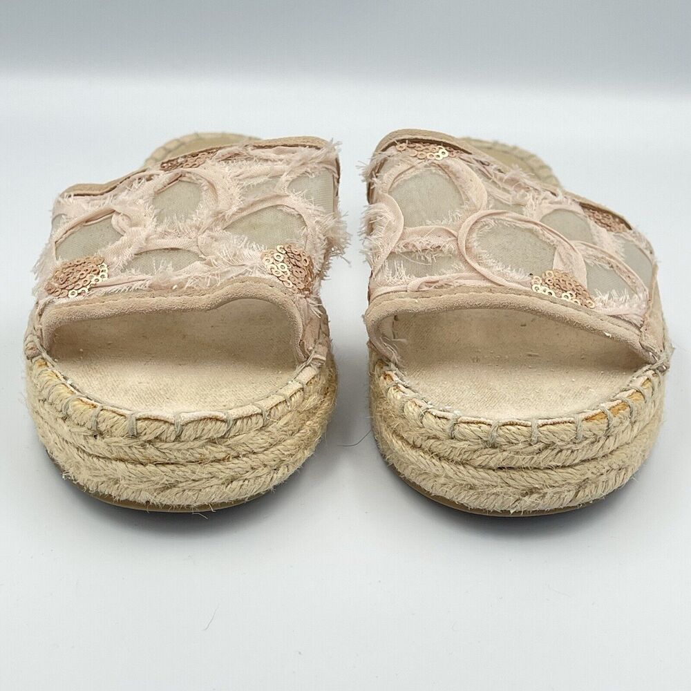 Botkier JENNY Pink Espadrille Slide Sandals WOMENS SIZE 6 Shoes Embroidered Glam - Picture 2 of 9